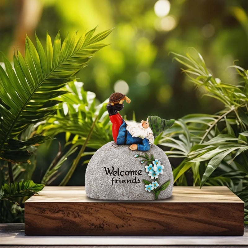 TZSSP Outdoor Garden Gnome Statue Statuary Welcome Stone for Patio,Lawn,Garden Decoration,Blue - Image 5